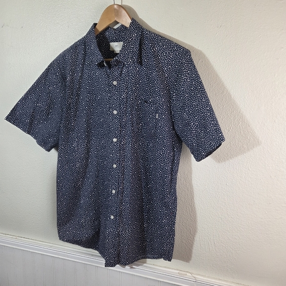 OBEY Navy Blue Polka Dot Short Sleeve Button Up Shirt Mens Large - Picture 2 of 11